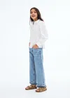Mango Cotton Long Shirt White In White
