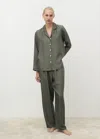 Mango Chemise Longue En Soie Vert Forêt - Femme - L -  In Gray