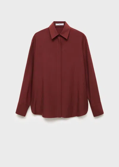 Mango Chemise Lyocell Boutons Dissimulés Rouge-orangé - Femme - Xl -