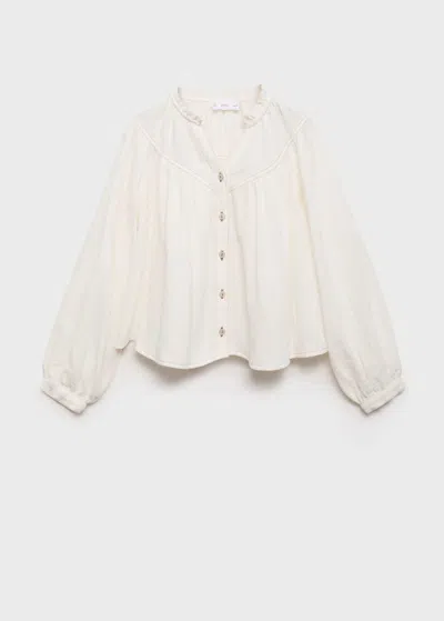 Mango Kids' Puffed Sleeves Shirt In White