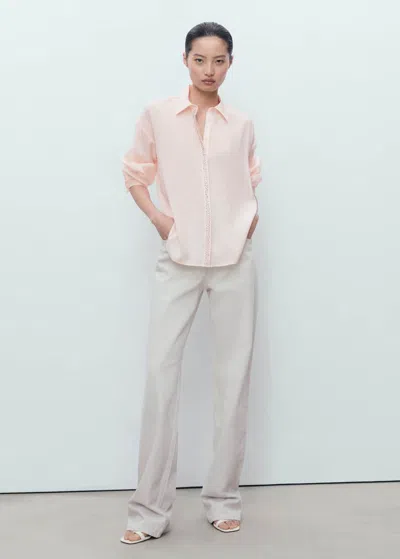 Mango Modal Shirt With Rhinestones In Pink