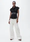 Mango Short Sleeve Pleated Shirt Black