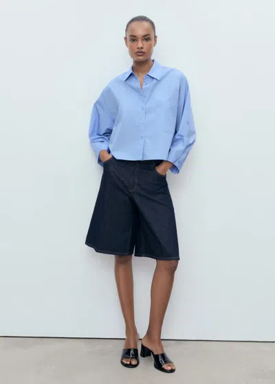 Mango Pocket Oversize Shirt In Blue