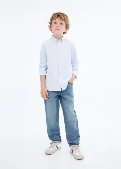 Mango Kids' Striped Oxford Shirt In White