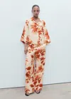 Mango Palm Tree Shirt With Three-quarter Sleeves Off White