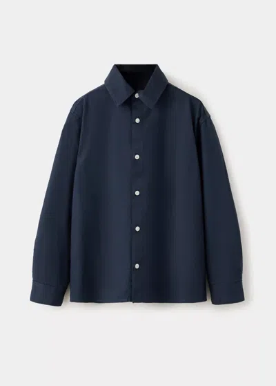 Mango Kids' Chemise Piqué Coton In Bleu Marine