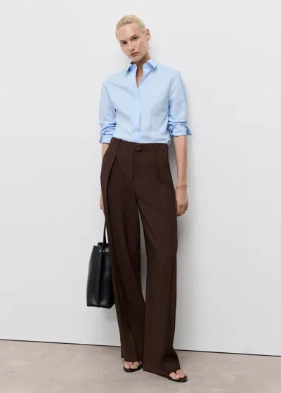 Mango Slim-fit Poplin Shirt In Blue