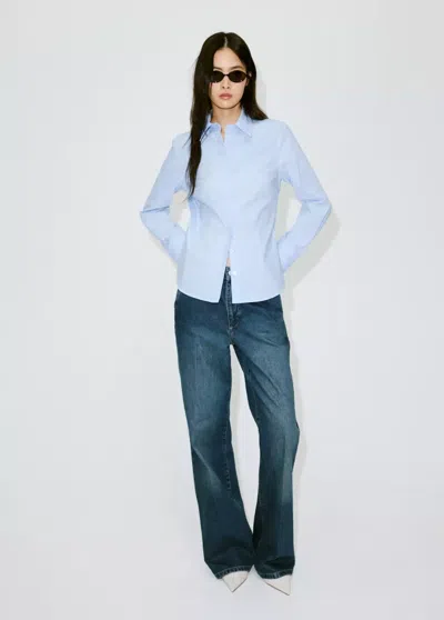 Mango Chemise Popeline Cintrée In Bleu Ciel
