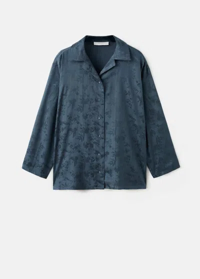 Mango Chemise Pyjama Bleu Nuit - Femme - L -  In Blue