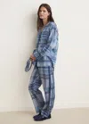 Mango Printed Pyjama Shirt With Piping Ink Blue