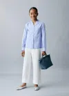 Mango Striped Shirt With Pleated Details Blue In Blue