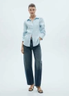 Mango Regular-fit Linen Shirt Sky Blue