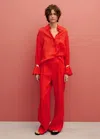 Mango Regular Ramie Shirt Pocket Red In Red