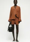 Mango Textured Shirt With Contrasting Trim In Brown