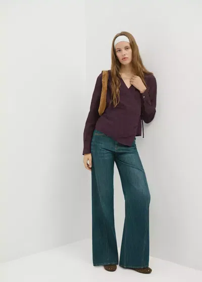 Mango Chemise Texturée Croisée In Violet