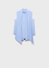 Mango Chemisier À Ruban Dans Le Cou Bleu - Femme - M -