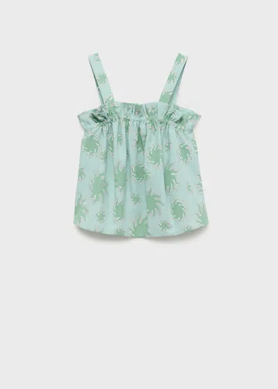 Mango Kids' Printed Sleeveless Blouse Pastel Green