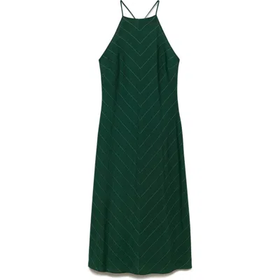 Mango Chevron Racerback Midi Dress In Green