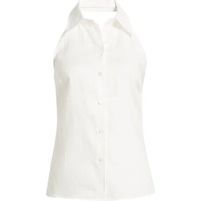 Mango Chiara Halter Neck Linen Button-up Shirt In White