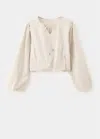 Mango Chiffon Blouse With Bow In Beige