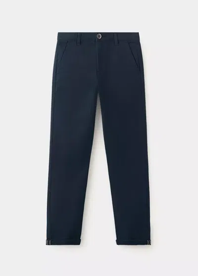 Mango Kids' Chino Trousers With Turn-up Hem In Blue