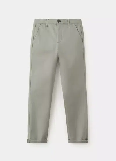 Mango Kids' Chino Trousers With Turn-up Hem In Gray