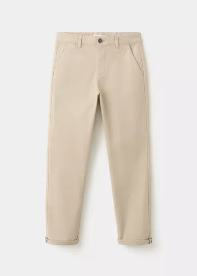Mango Kids' Chino Trousers With Turn-up Hem In Neutral