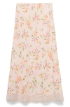 Mango Christy Floral Lace Trim A-line Midi Skirt In Multi
