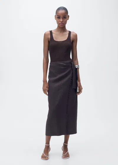 Mango Chunky Rib-knit Top Chocolate