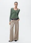Mango Chunky Rib-knit Top Green In Green