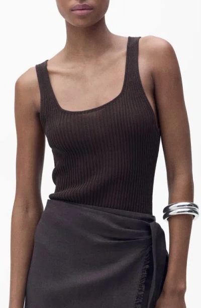 Mango Chunky Rib Sweater Tank In Brown