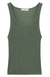 Mango Chunky Rib Sweater Tank In Green