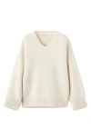 Mango Chunky V-neck Sweater In White