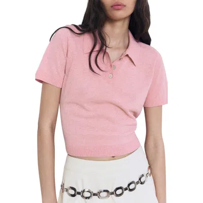 Mango Cielo Short Sleeve Polo Sweater In Pink