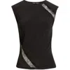 Mango Cindy Lace Panel Ruched Top In Black