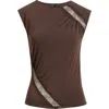 Mango Cindy Lace Panel Ruched Top In Brown