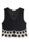 Mango Circle Print Crochet Vest In Multi