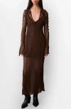 Mango Flared Chiffon Dress Brown In Brown