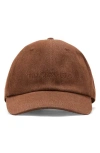 Mango Cotton Cap With Embroidered Slogan Brown In Brown