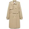 Mango Classic Double Breasted Water Repellent Cotton Trench Coat In Beige