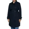 Mango Classic Double Breasted Water Repellent Cotton Trench Coat In Dark Navy