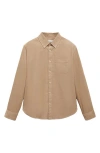 Mango Classic Fit Corduroy Button-down Shirt In Beige