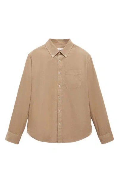 Mango Classic Fit Corduroy Button-down Shirt In Beige