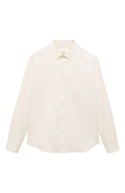 Mango Classic Fit Corduroy Button-down Shirt In White