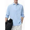 Mango Classic Fit Linen & Cotton Button-up Shirt In Blue