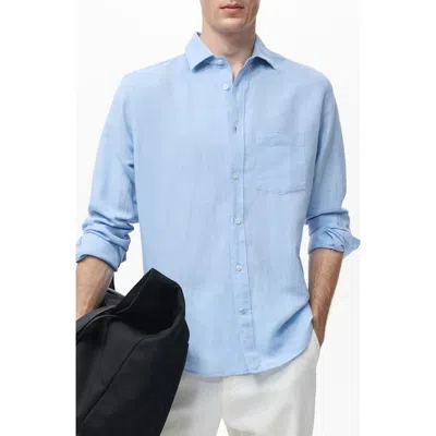 MANGO MANGO CLASSIC FIT LINEN & COTTON BUTTON-UP SHIRT