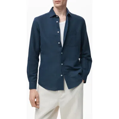 MANGO MANGO CLASSIC FIT LINEN & COTTON BUTTON-UP SHIRT
