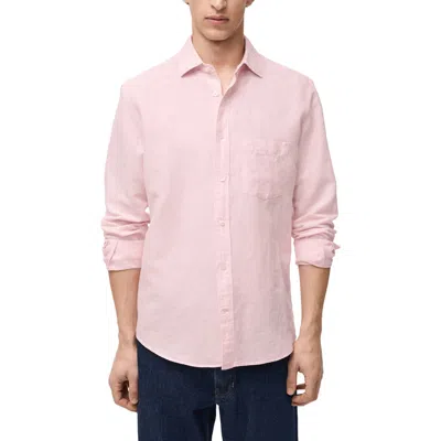 Mango Classic Fit Linen & Cotton Button-up Shirt In Pastel Pink
