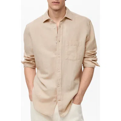 MANGO MANGO CLASSIC FIT LINEN & COTTON BUTTON-UP SHIRT