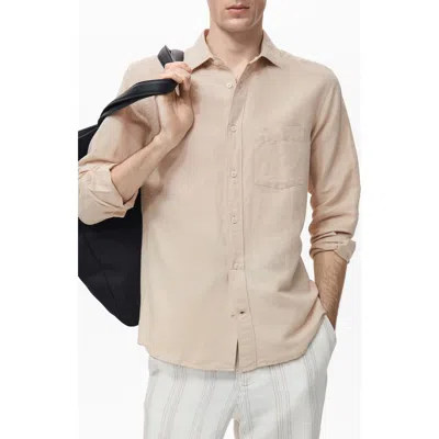 Mango Classic Fit Linen & Cotton Button-up Shirt In Neutral